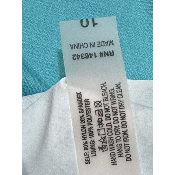 NEW - Nicole Miller Multi Teal Beach‎ Boho 1 piece double strap Swimsuit Size 10 - Picture 8 of 10